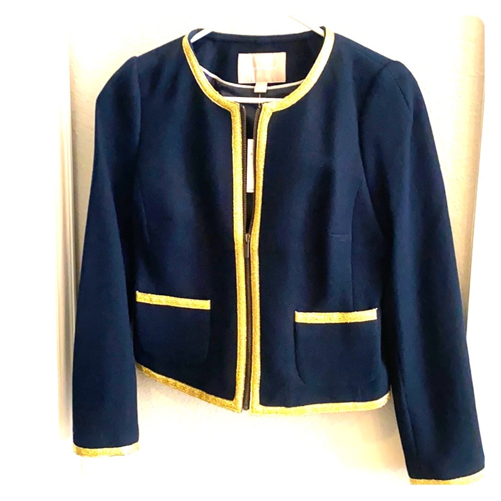 Banana Republic NWT Navy and Gold zip up jacket
